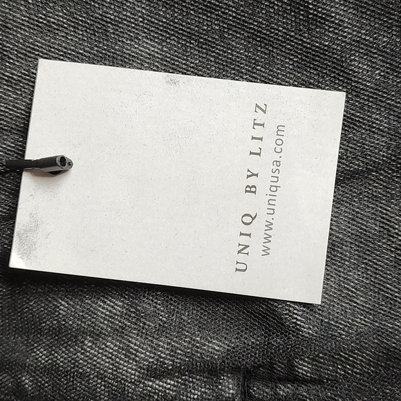 Black denim distressed mini skirt with tulle mesh overlay - Picture 7 of 11